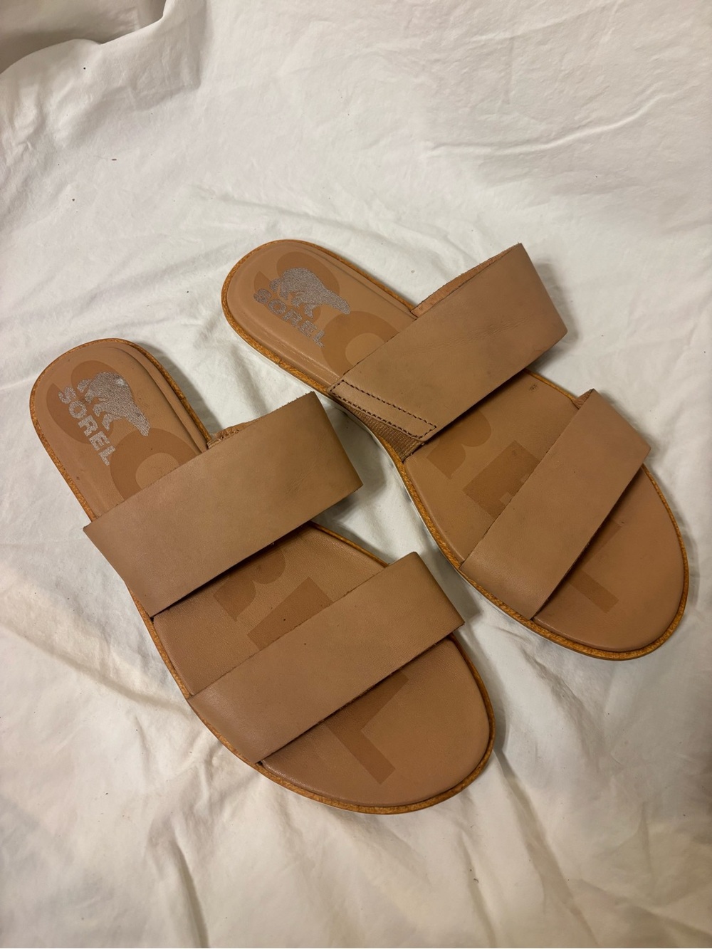 Sorel Women's Tan Double-Strap Slide Sandals